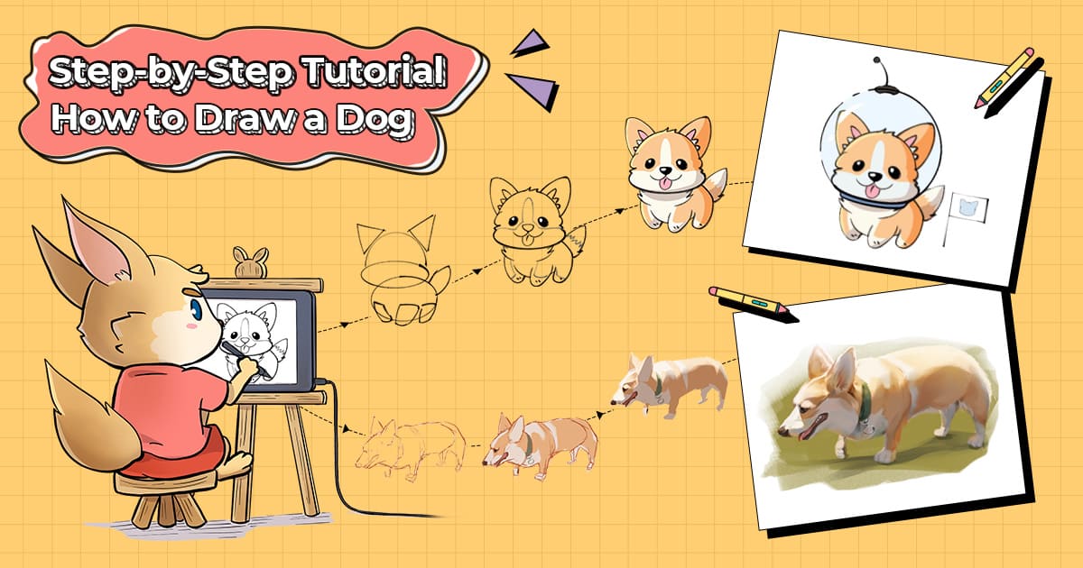 How to draw a dog step by step